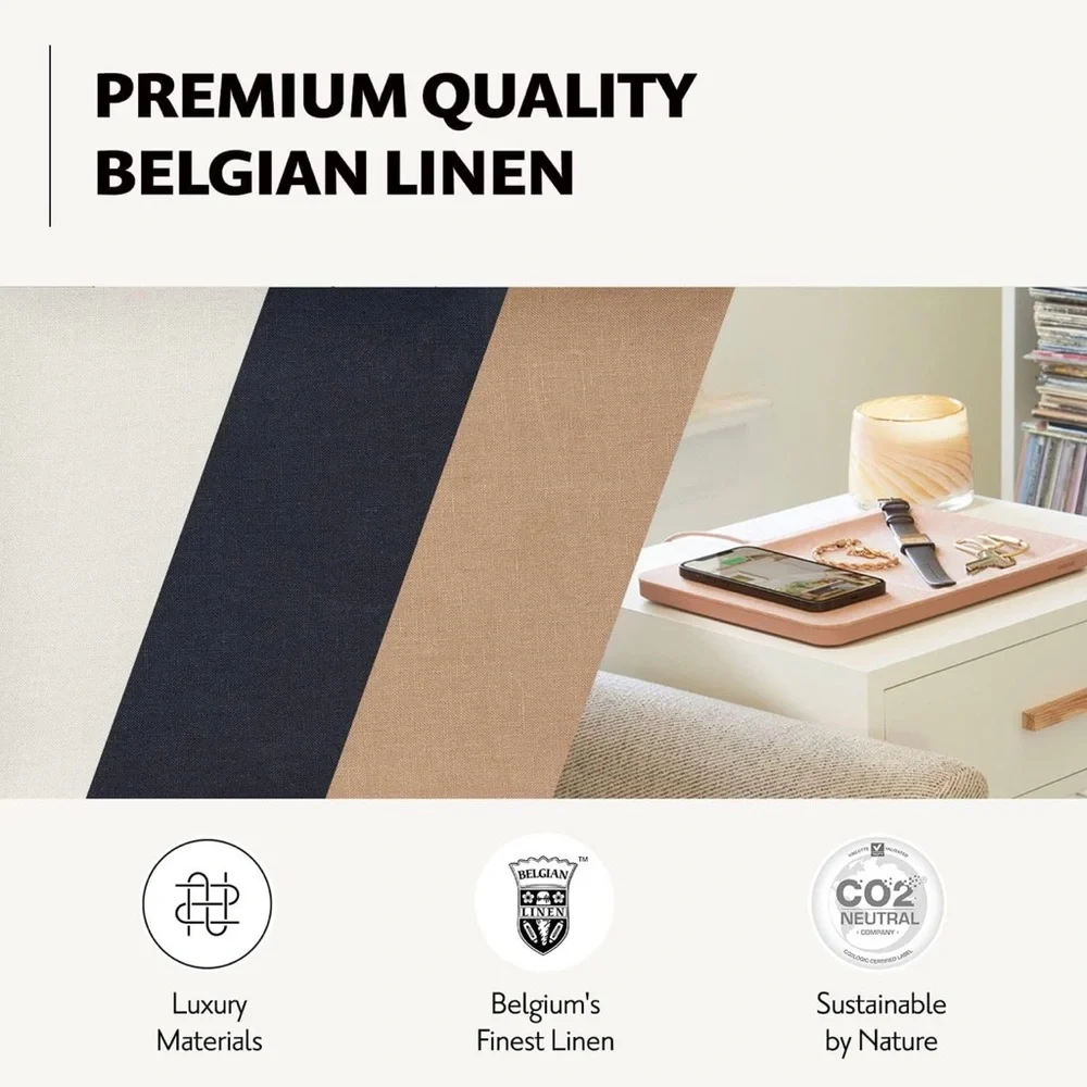 Courant Catch 3 Belgium Linen Wireless Charging Station - Picture 3 of 11